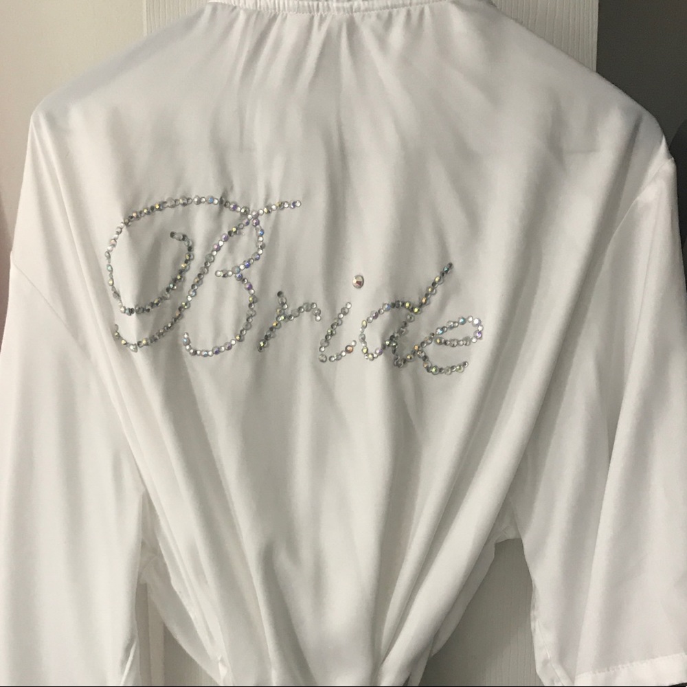 White silk BRIDE ROBE